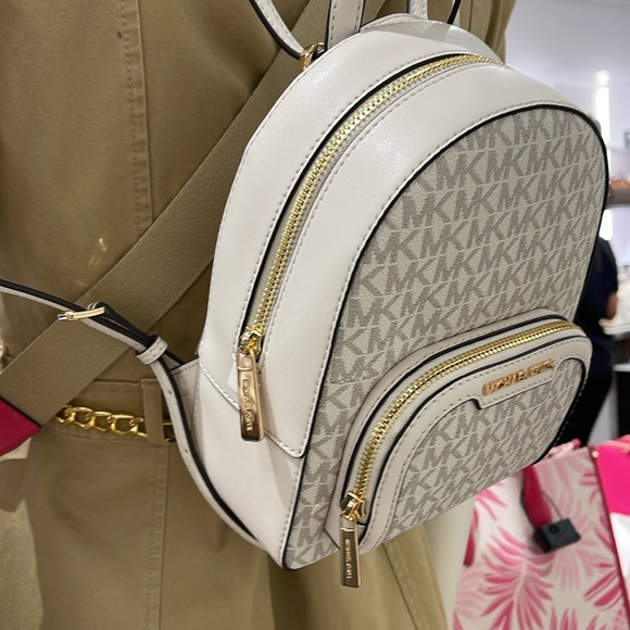 Michael Kors Ladies Backpack Bag Jaycee XS Conv Zip Backpack Light Cream Multi - Picture 15 of 16